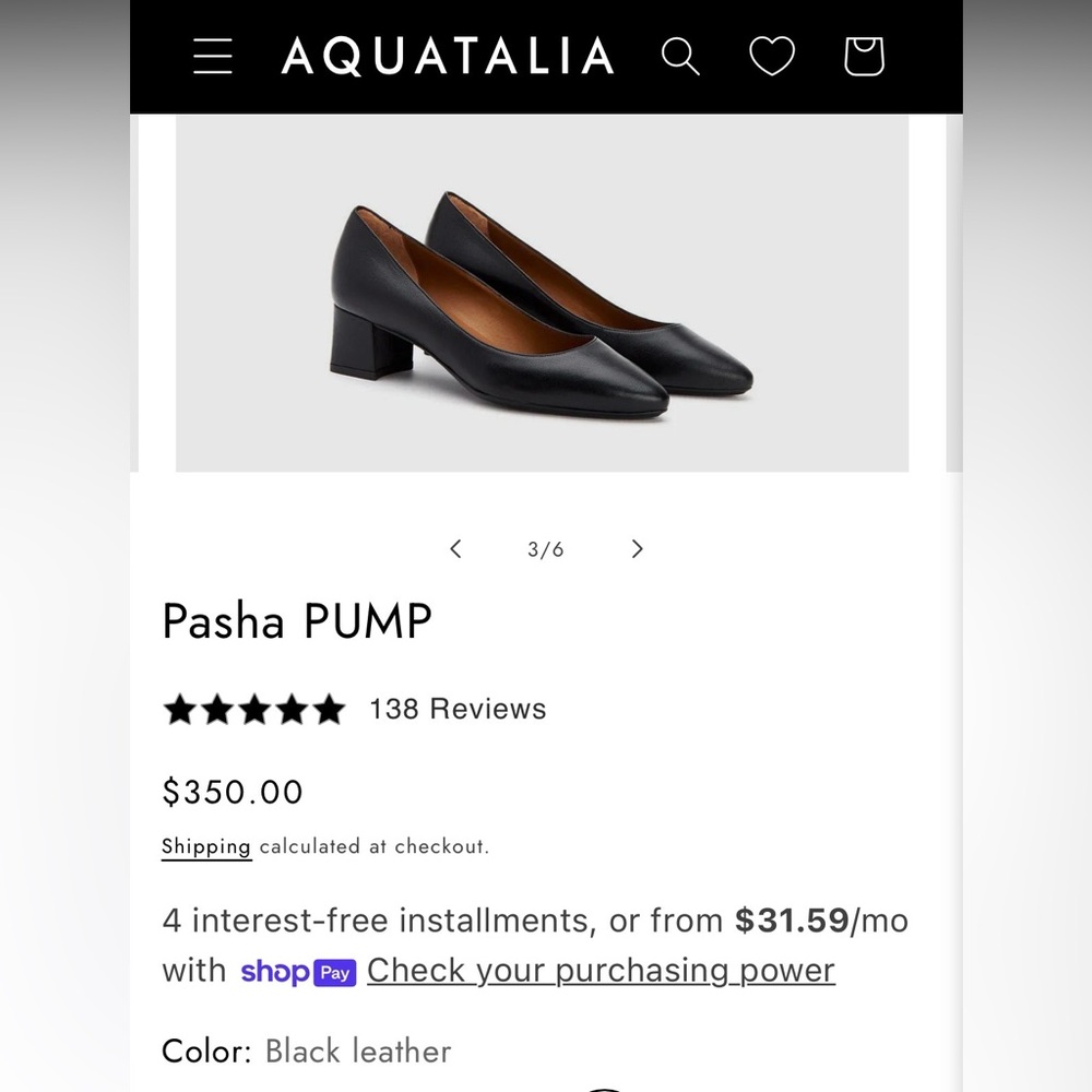 Like new Aquatalia Black Leather Pasha Pump - Size 6 - Picture 4 of 13